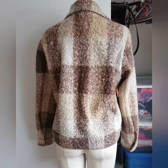 CHARLIE B Plaid Teddy Jacket in Brown and Cream Tones - Picture 6 of 6